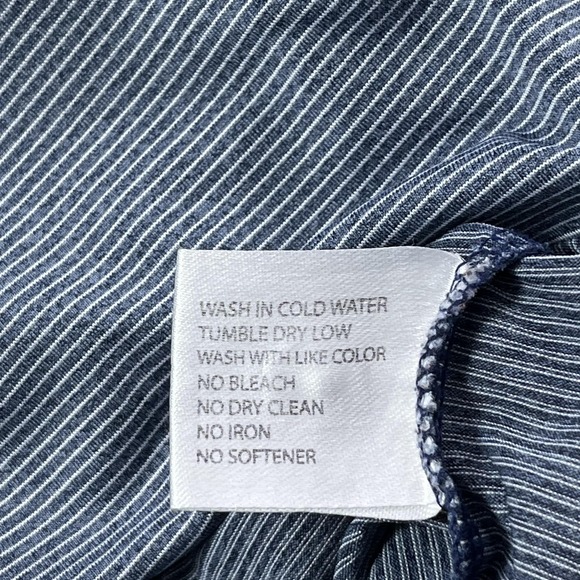 Rhoback Polo Shirt Mens Large Blue White Stripe Performance Stretch Golf - Picture 6 of 13